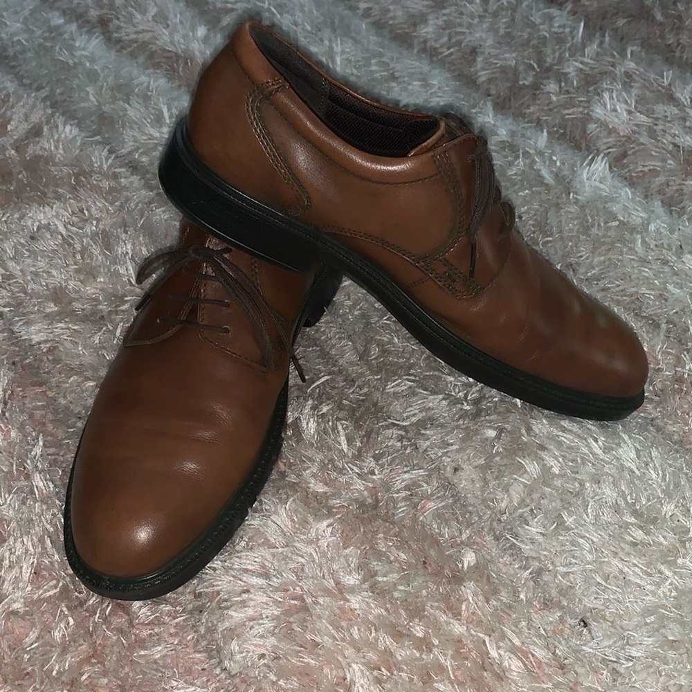 Ecco Kenton Men's Sz 11.5 / EU 45 Plain‎ Toe Tie Oxford Shoes in Dark Clay Brown